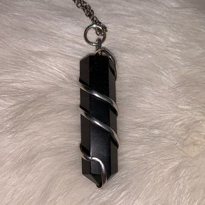 Black Wrapped Quartz Necklace